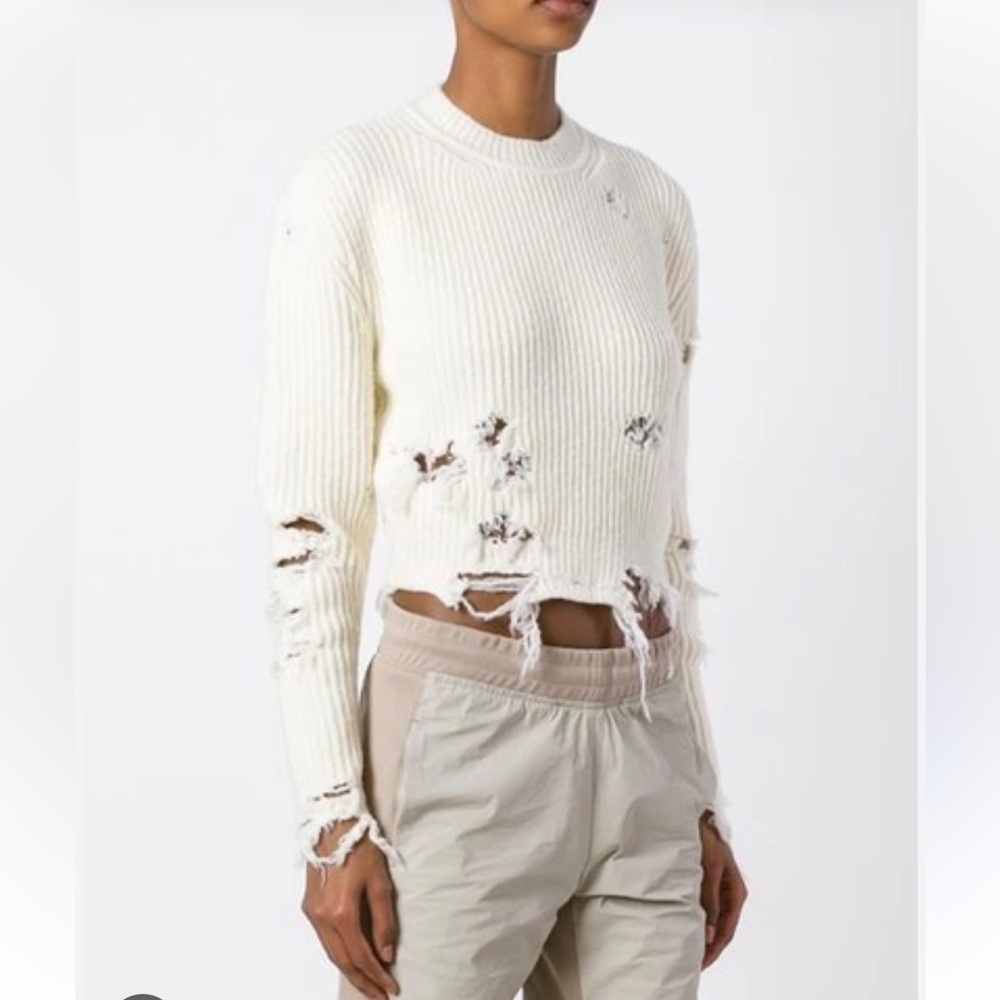 Yeezy season 3 distressed wool bend pullover sweater